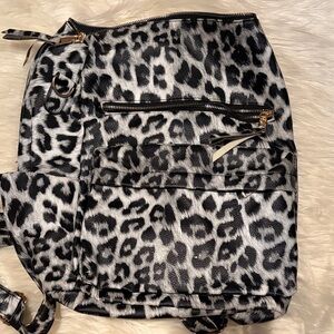 Stylish Black and White Leopard Print Backpack